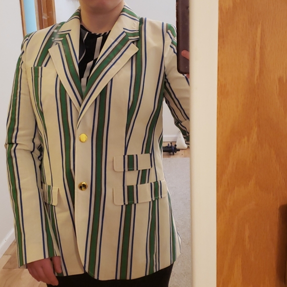 Tory Burch striped cotton blazer,  size 8 - Picture 2 of 8